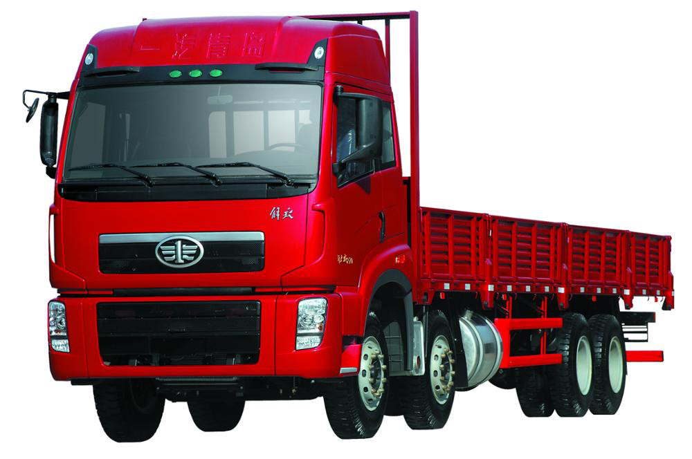 FAW J5P 8X4 รถบรรทุกหนักสำหรับการขนส่งอุตสาหกรรมขนส่งสีแดง