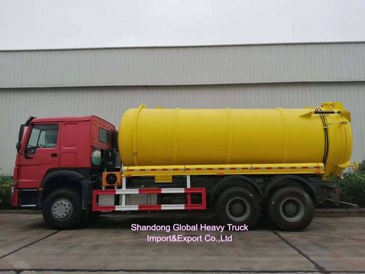 รถดูดสิ่งปฏิกูลสุญญากาศ HOWO 15CBM พร้อมประเภทไดรฟ์ 6 × 4 และการปล่อยทิปไฮดรอลิกสำหรับการทำความสะอาดถังบำบัดน้ำเสีย