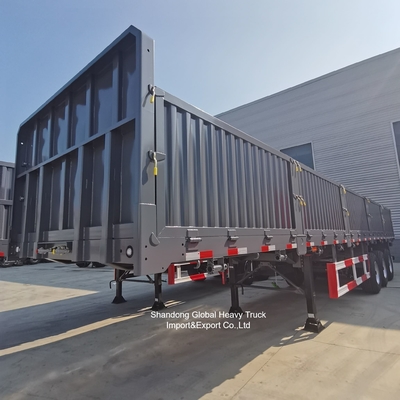 รถกึ่งพ่วงเหล็กกั้นรั้ว 3 เพลาสำหรับขนส่งสินค้าเทกอง