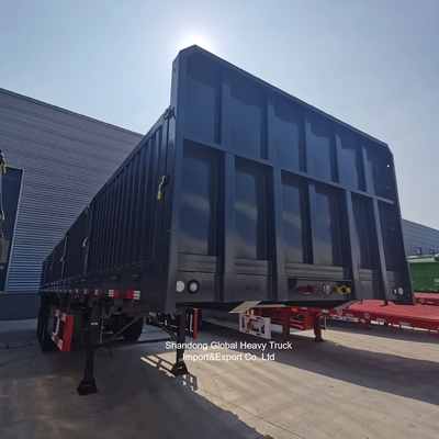 รถกึ่งพ่วงเหล็กกั้นรั้ว 3 เพลาสำหรับขนส่งสินค้าเทกอง