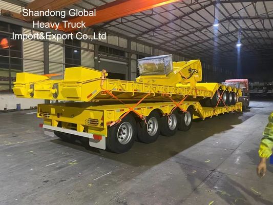 รถกึ่งพ่วงพื้นเรียบสามเพลาสำหรับงานหนักขนาด 40 ฟุต - ได้รับการรับรอง ECE, CE