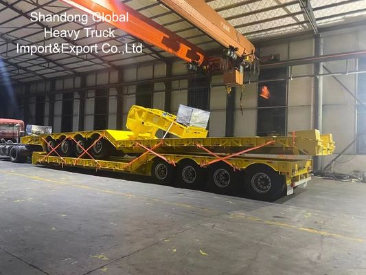 รถกึ่งพ่วงพื้นเรียบสามเพลาสำหรับงานหนักขนาด 40 ฟุต - ได้รับการรับรอง ECE, CE