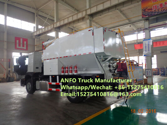 HOWO 10/15/20/30T BCLH-10 เครื่องผสมและบรรจุสารระเบิดแอมโมเนียมไนเตรตเชื้อเพลิง (ANFO) บริการงานระเบิด รถบรรทุกผลิตสารระเบิด MEMU MMU