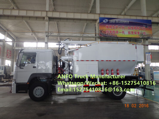 HOWO 10/15/20/30T BCLH-10 เครื่องผสมและบรรจุสารระเบิดแอมโมเนียมไนเตรตเชื้อเพลิง (ANFO) บริการงานระเบิด รถบรรทุกผลิตสารระเบิด MEMU MMU
