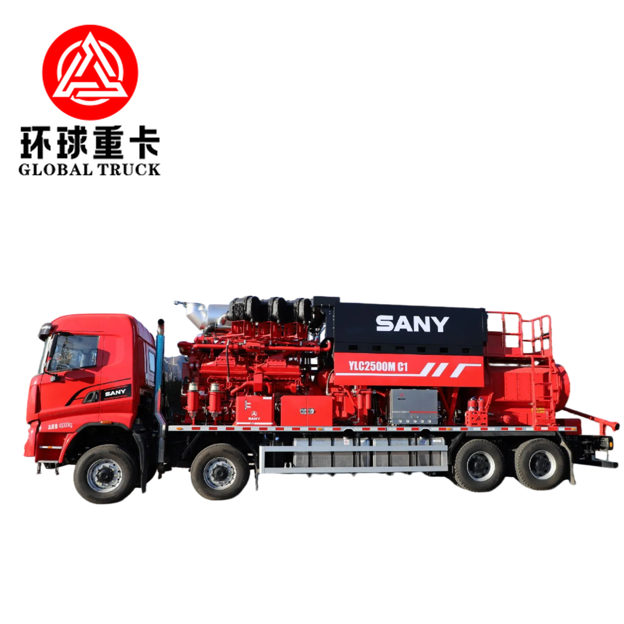 รถบรรทุกหน่วยไฮดรอลิกสำหรับงานขุดเจาะน้ำมัน 2800 แรงม้า พร้อมระบบขับเคลื่อน 8x6 และปั๊มลูกสูบแรงดันสูงสำหรับการขุดเจาะน้ำมัน